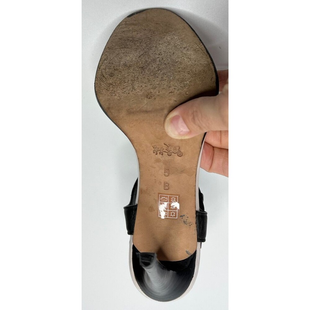 COACH Designer Sandals Ilana Heel White Black Leather Sz 5 Women - Picture 10 of 10